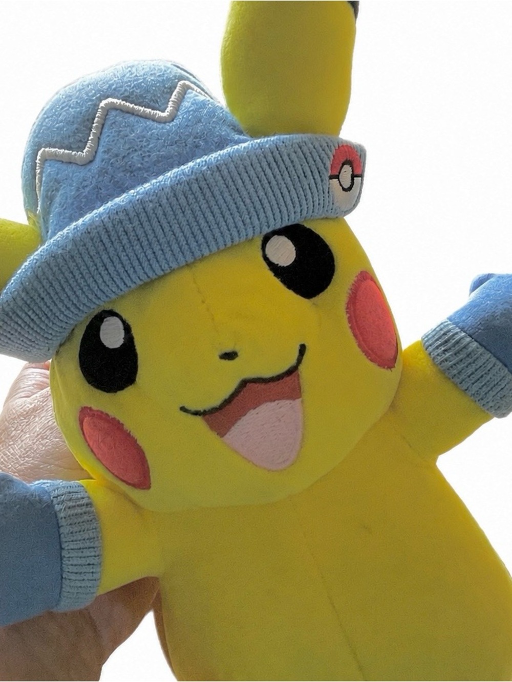 Pokemon Pikachu Winter Holiday Blue Hat Mittens Plush 8-inch 2022 Model